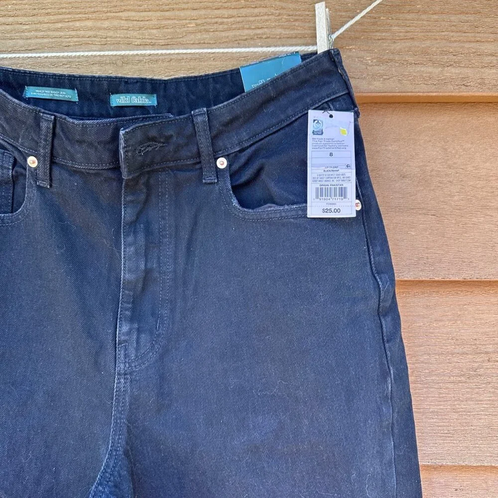 Wild Fable High-Rise Black Baggy Jeans With Distressed Knees Size 8/29 Cotton Bl - Picture 6 of 14